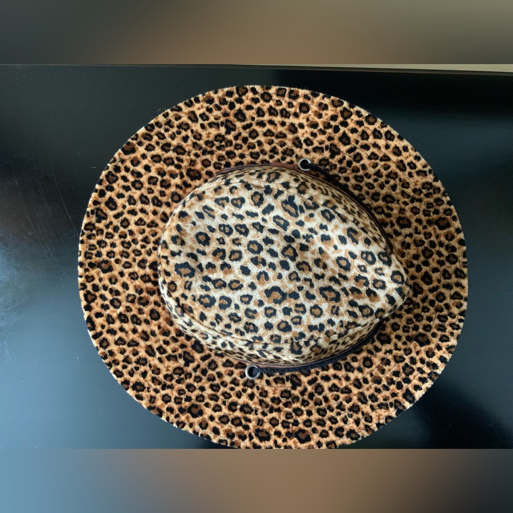 Leopard Print Wide Brim Fedora Hat - Picture 3 of 6